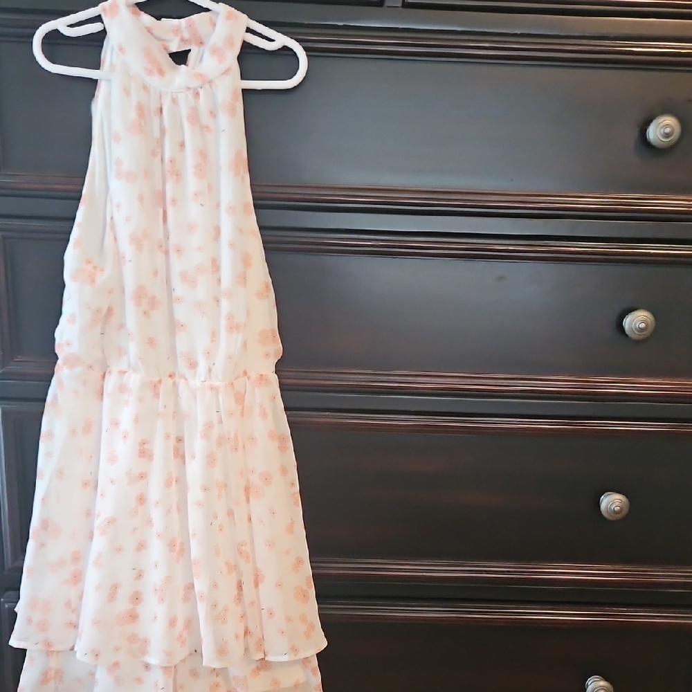 Floral Pink Sleeveless Kids Dress
